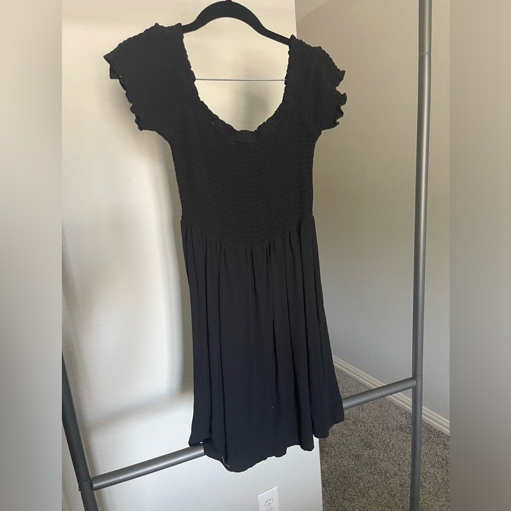 Black stretch top off the shoulder summer dress